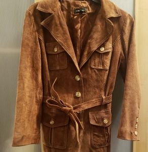 Suede 3/4 sleeve belted brown bebe jacket XS